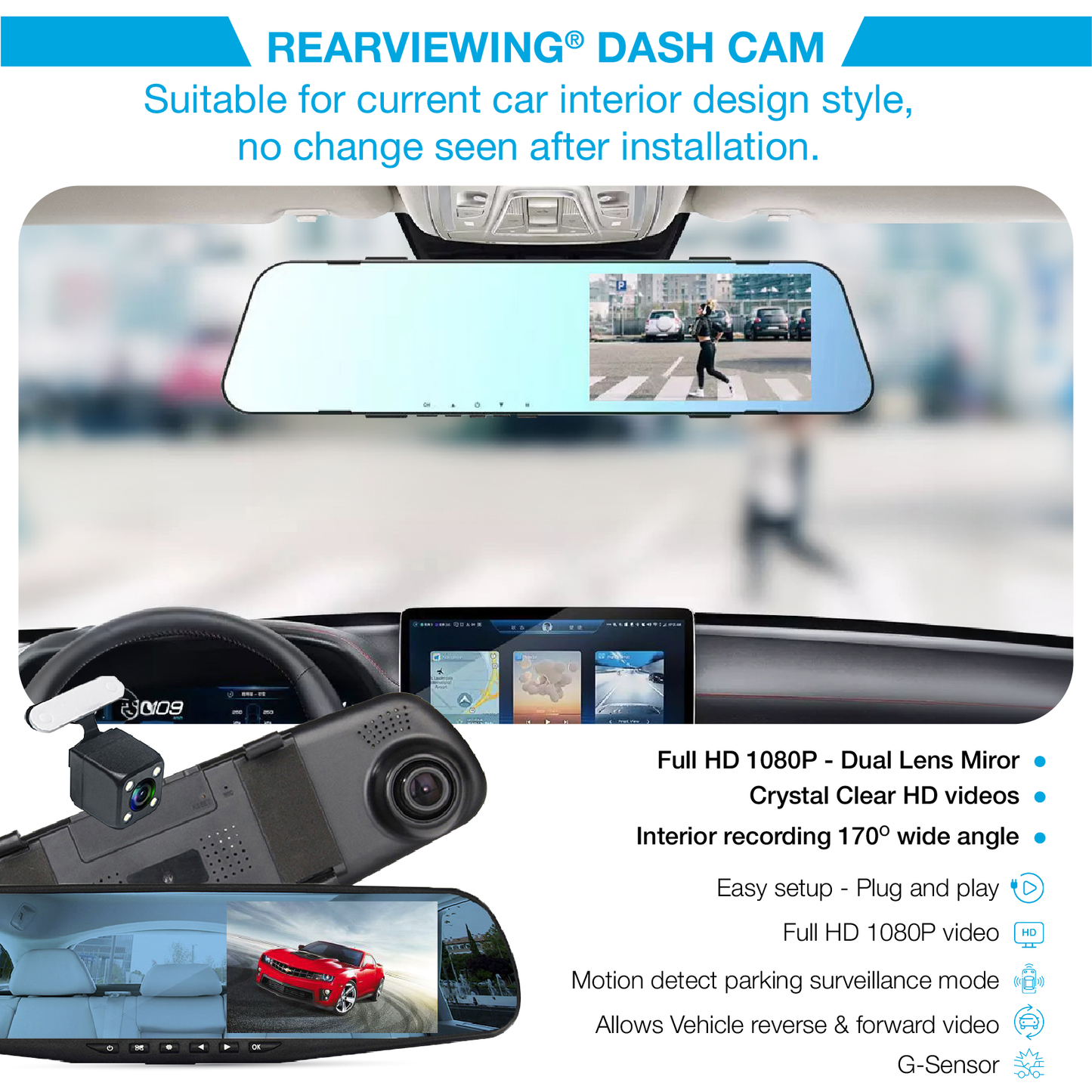 RRV®  Rearviewing Car Recorder Mirror